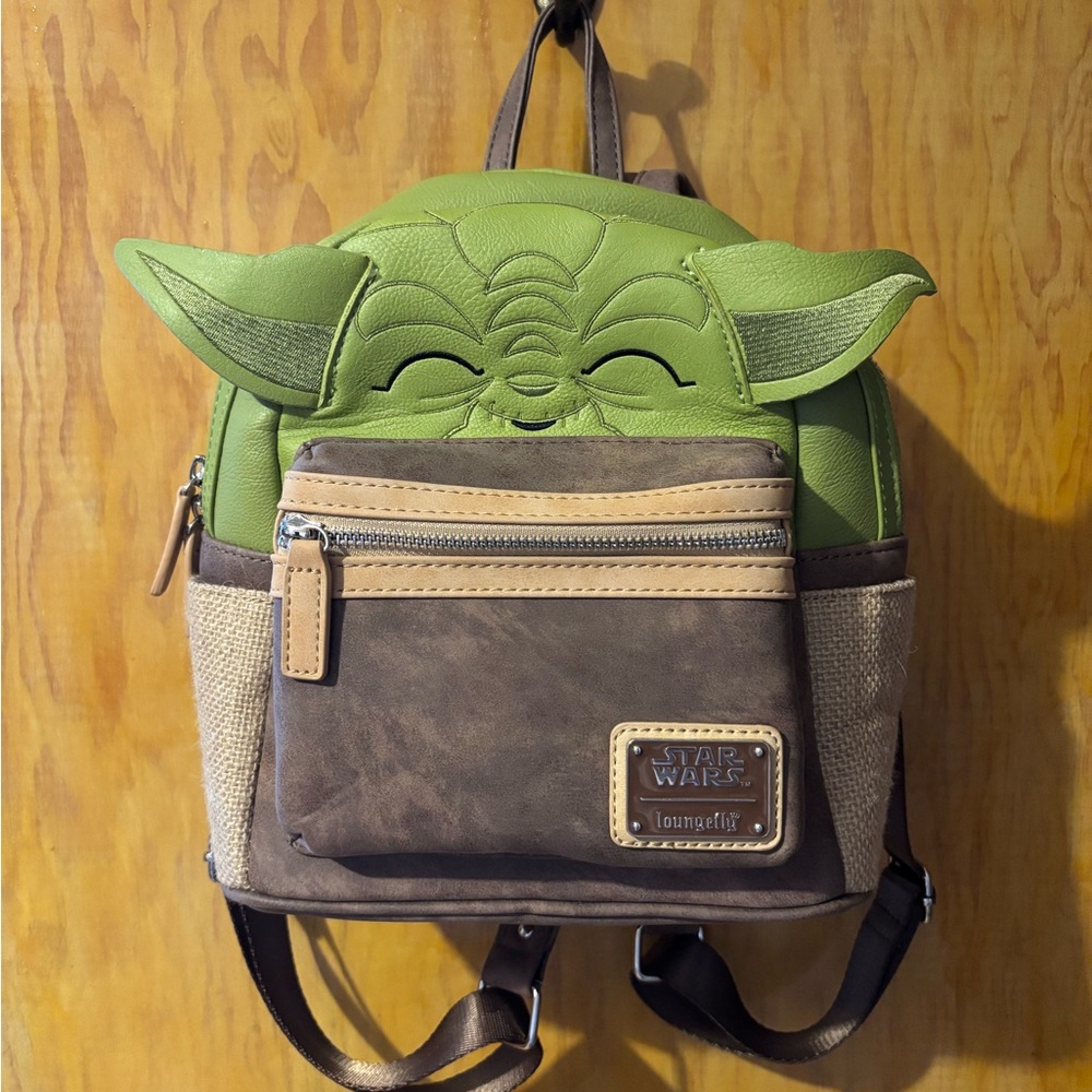 Star Wars Loungefly Green and Brown Yoda Backpack